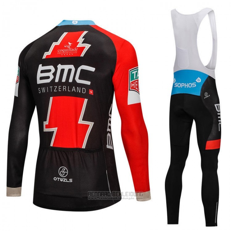 2018 Fahrradbekleidung BMC Shwarz und Rot Trikot Langarm und Tragerhose